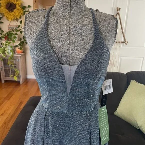 FLASH SALE: NWT LOW BACK SPARKLE FORMAL BACKLESS BALLGOWN PROM BLACK TIE LOW CUT - Picture 2 of 10